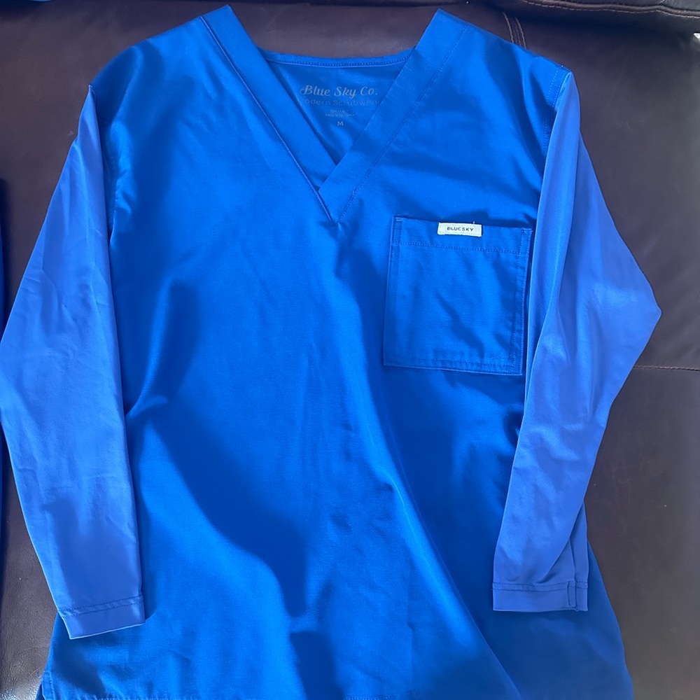 Blue Sky Long Sleeve Scrub Top and Pants